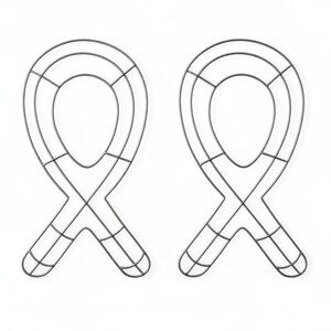 Set of 2 Awareness Ribbon Wreath Forms 18.75 Inch Metal Frame, Breast Cancer Wre